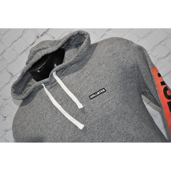 Hollister Hoodie Mens Medium Gray Graphic Pullover Sweatshirt - Picture 2 of 11